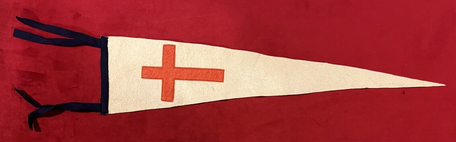 Vintage Crusade Style Pennant 23 Inch Red Cross Catholic Christian Old