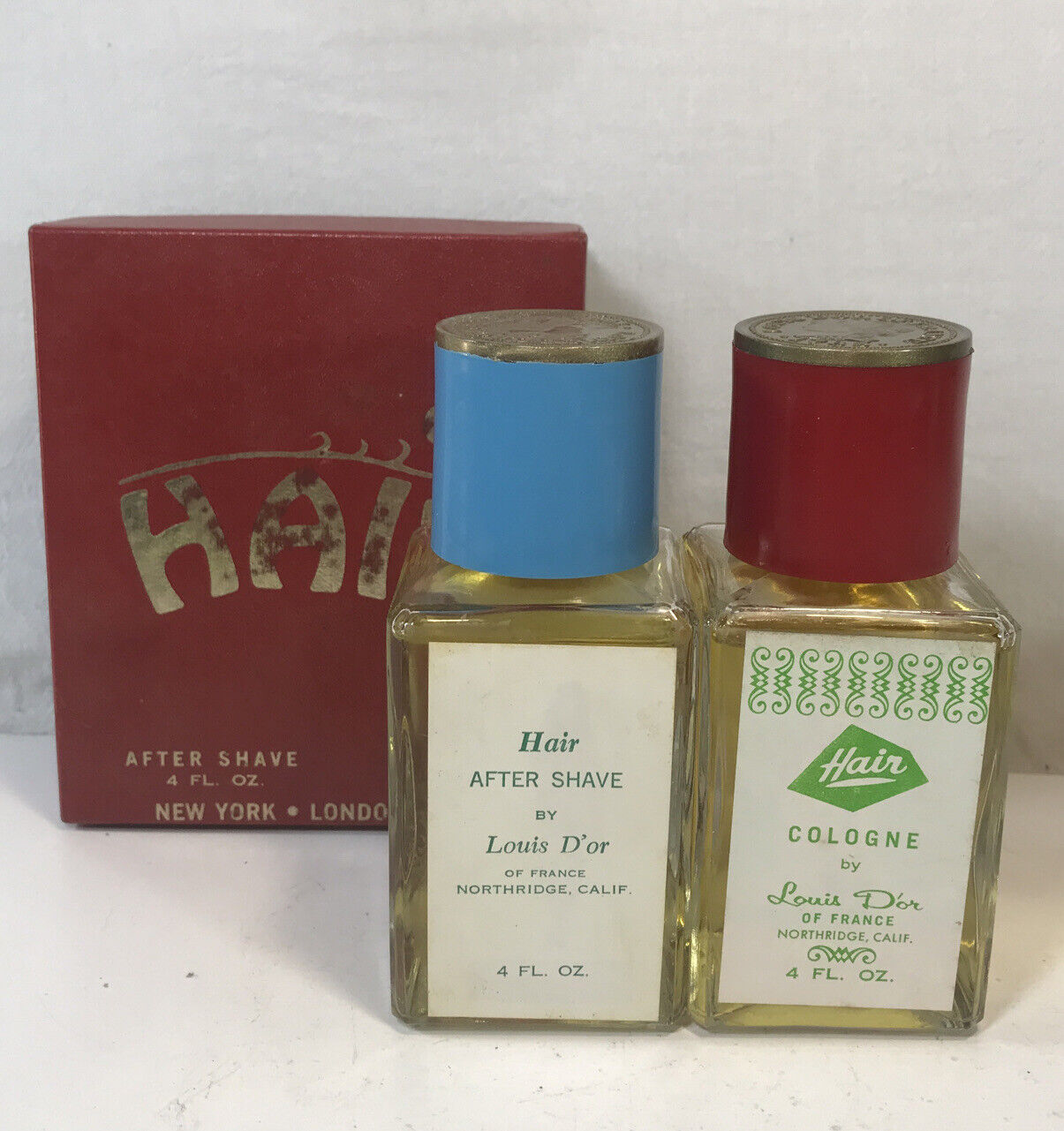Vtg RARE Hair by Louis D’or After Shave & Cologne with Original Box. See Pics