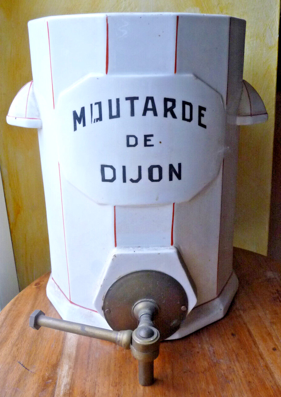 Rare Antique Large Distributor of Dijon Mustard 30cm Digoin Art Deco