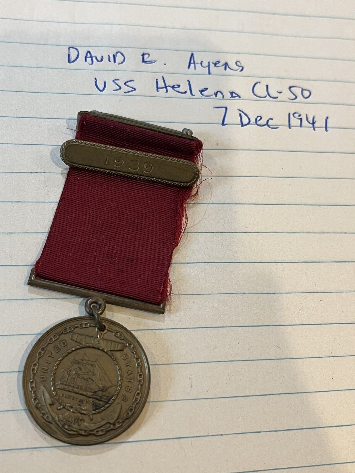 Named & Dated Pre Ww2 US Navy Good Conduct Medal Group to a Pearl Harbor Vet