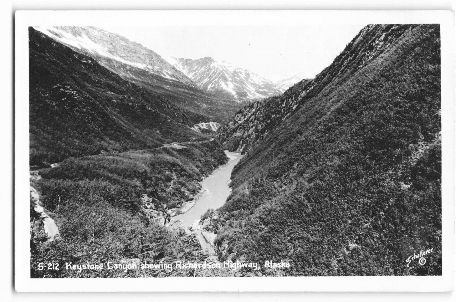 Postcard RPPC Keystone Canyon showing Richardson Highway, Alaska VTG FCP.