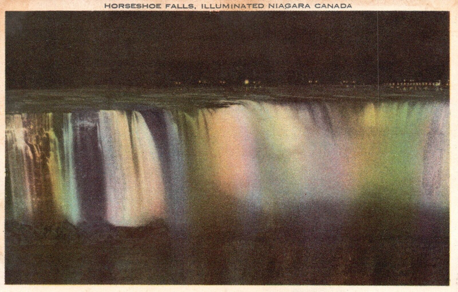 Postcard Niagara Falls Horseshoe Falls Illuminated Canada Vintage PC H3692