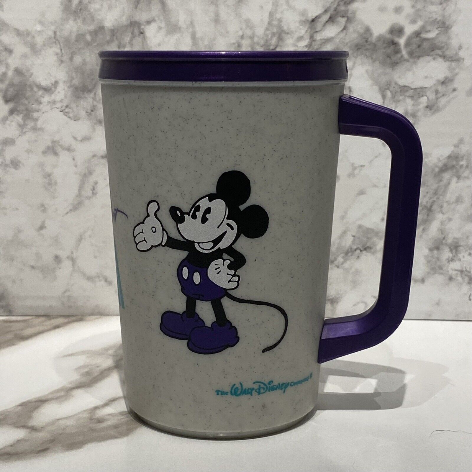 Vintage Disney World Contemporary Resort Travel Mug Aladdin Mickey Mouse Purple