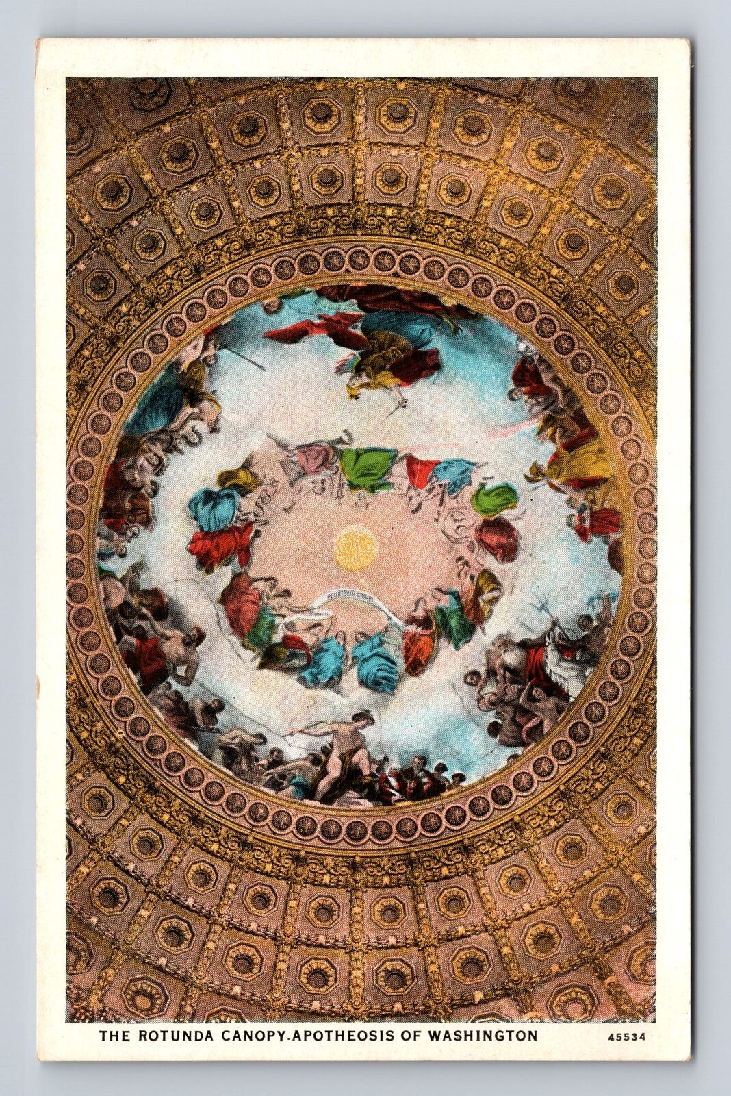 Washington DC, Rotunda Canopy Apotheosis of Washington Souvenir Vintage Postcard