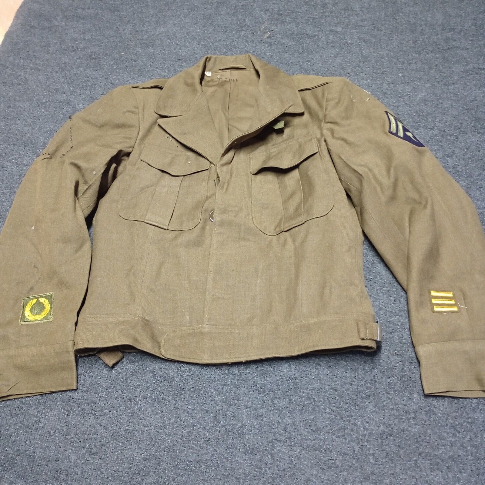 Vintage WW2 Ike Jacket Adult 36R Airmen Technician Named Rare Patched