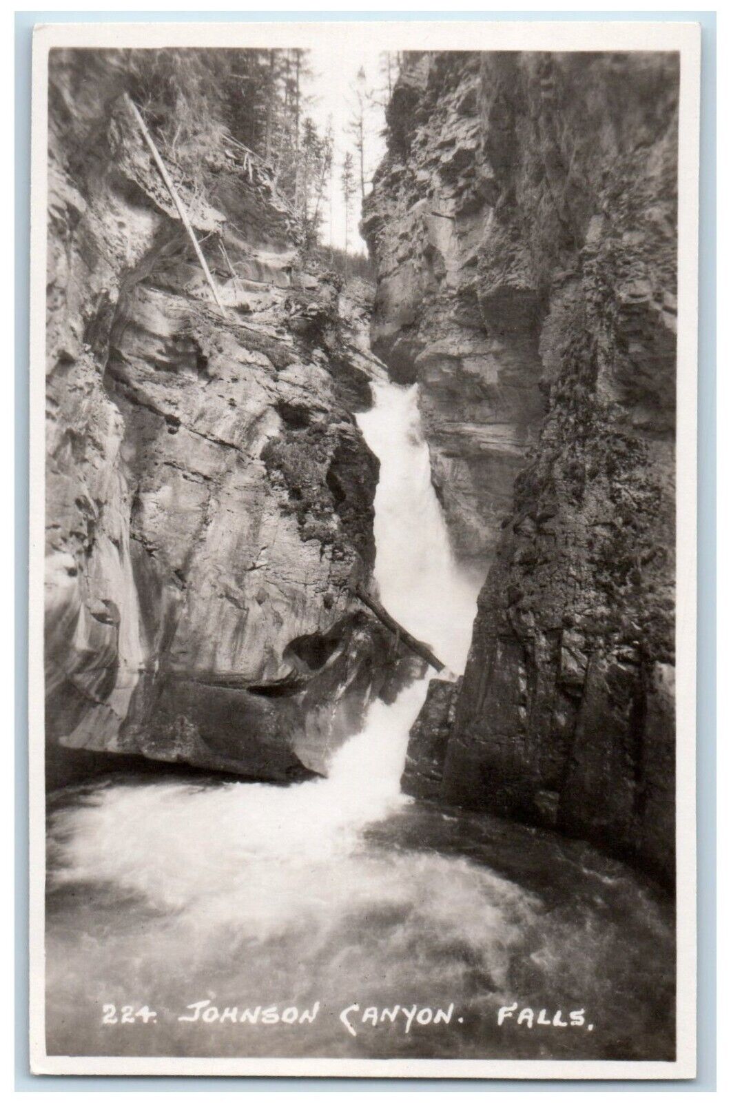 c1910\'s Johnson Canyon Falls Waterfalls Alberta Canada RPPC Photo Postcard