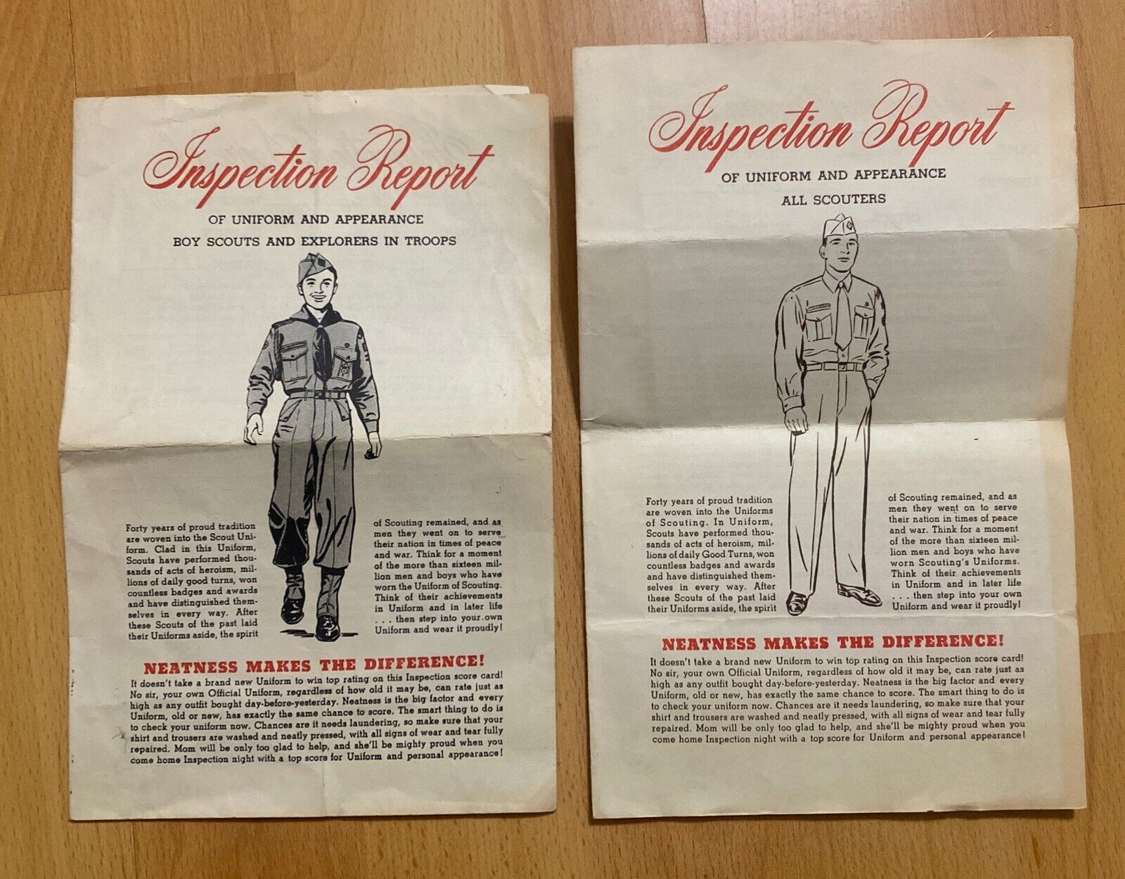 Boys Scouts Uniform Inspection Reports Vintage Brochures Pamphlets BSA