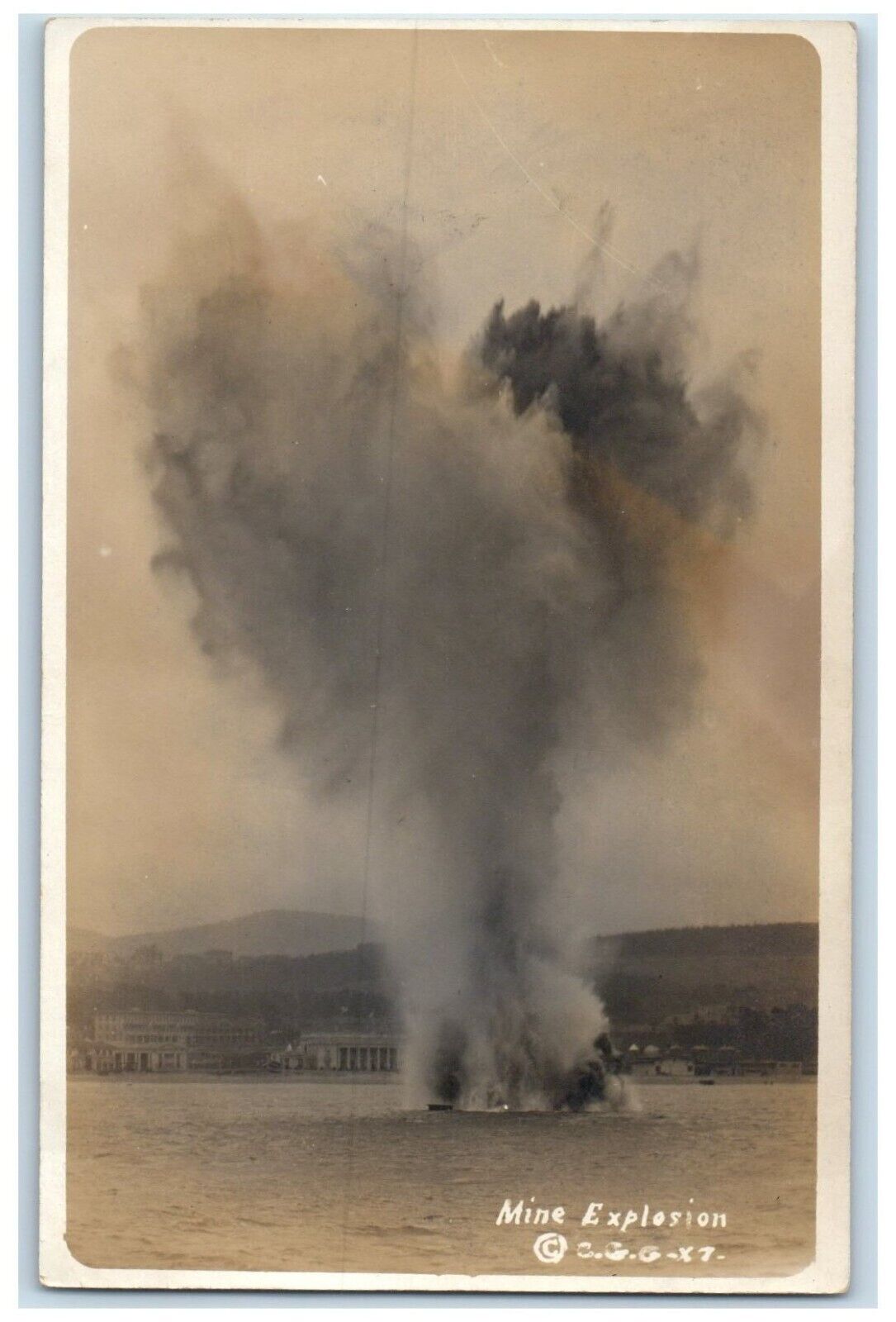c1910's WW1 Mine Explosion US Navy Bomb RPPC Photo Unposted Antique Postcard