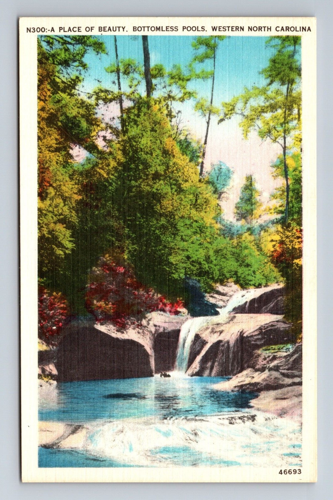 NC Bottomless Pools Western North Carolina Mountains Waterfall Postcard