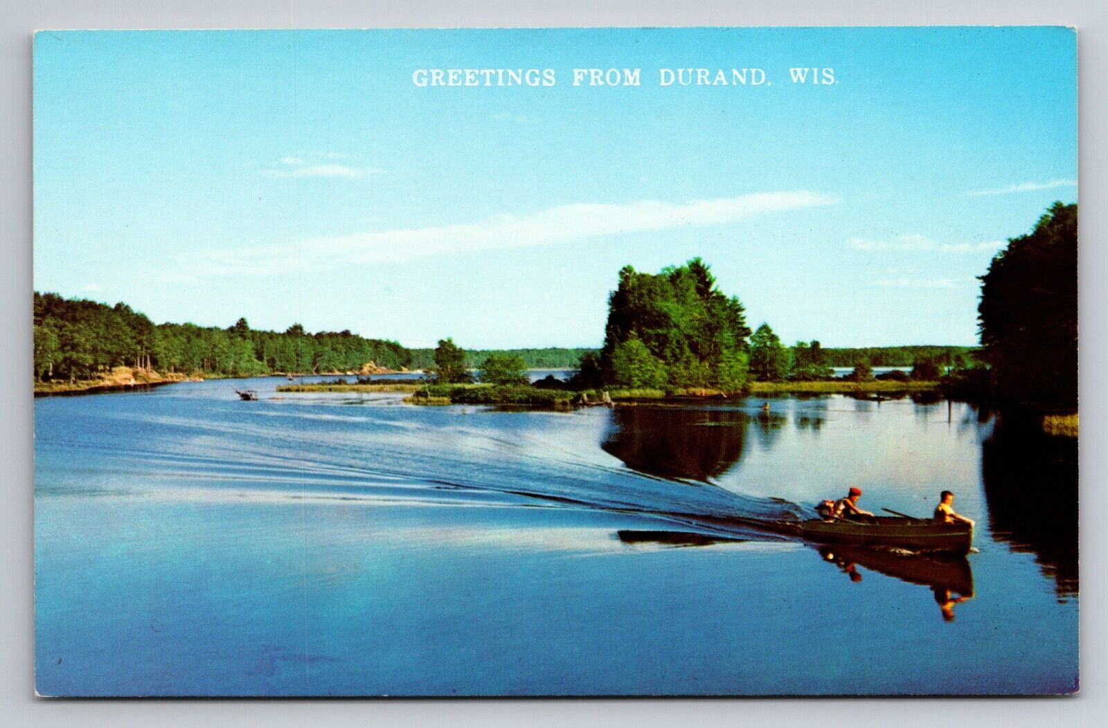 Greetings From Durand Wisconsin Unposted Postcard Motorboating