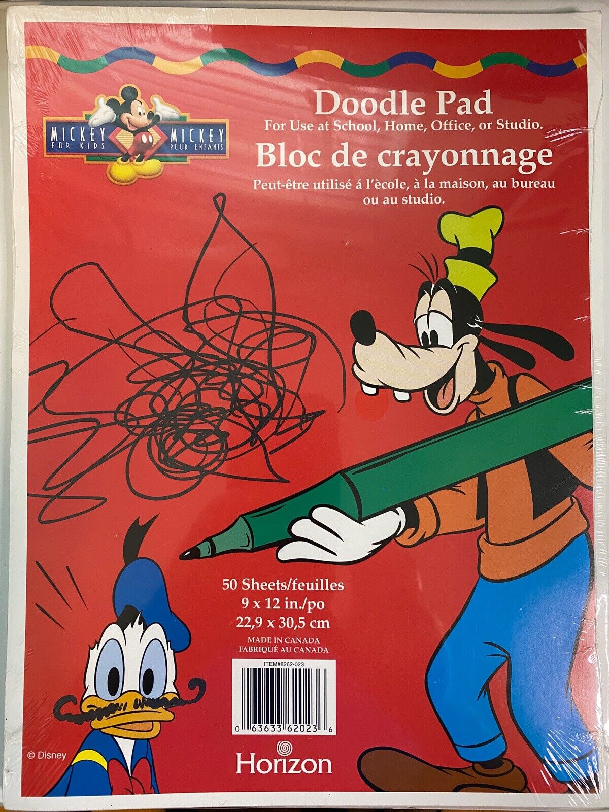 Vintage Disney Mickey Mouse For Kids Doodle Pad Sealed Goofy Donald