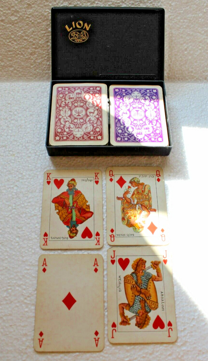 VTG Jacob’s Bible Playing Cards Israel Decks Original Case TWO DECKS LION