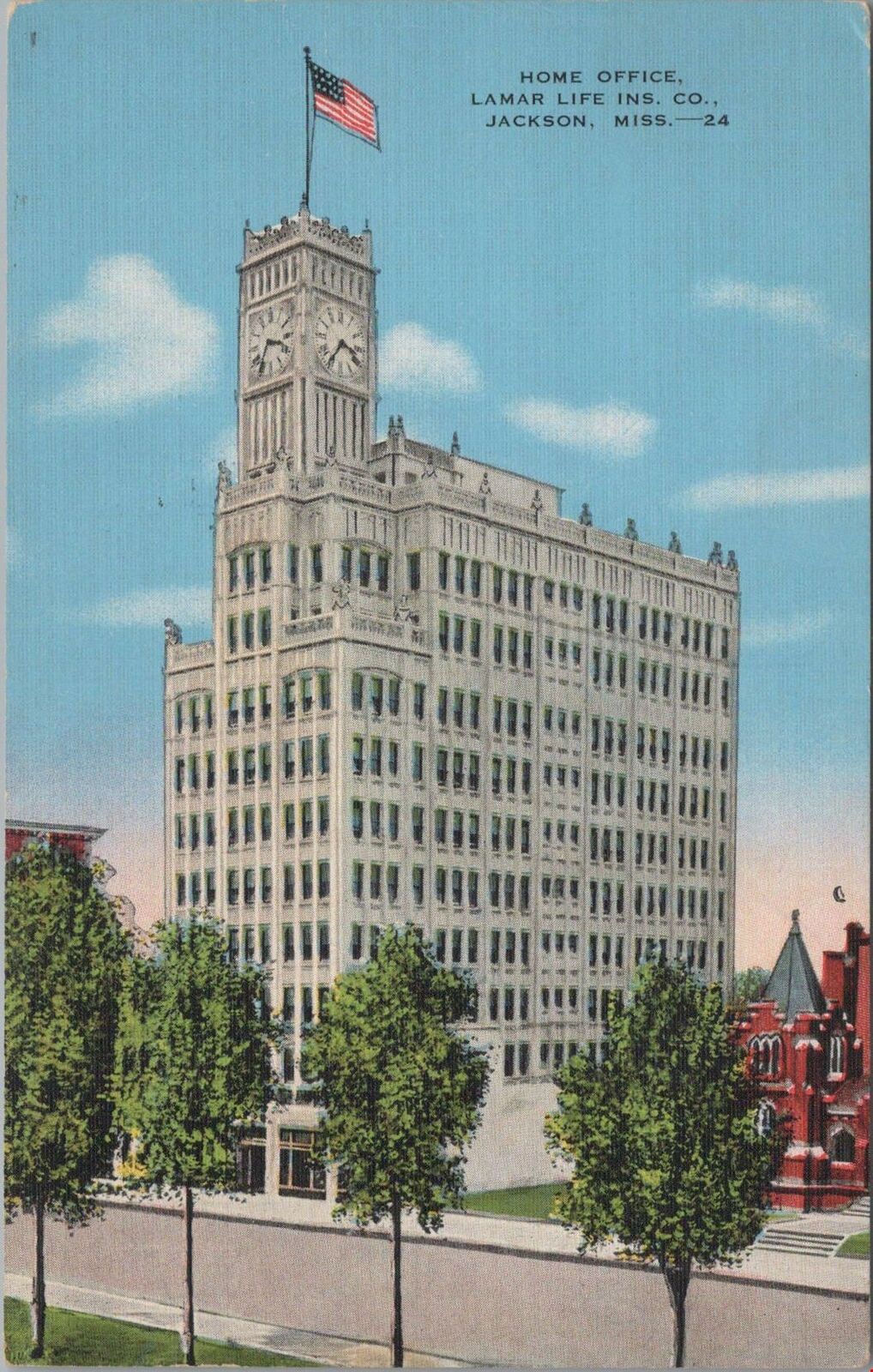 Postcard Home Office Lamar Life Insurance Co Jackson MS 1944