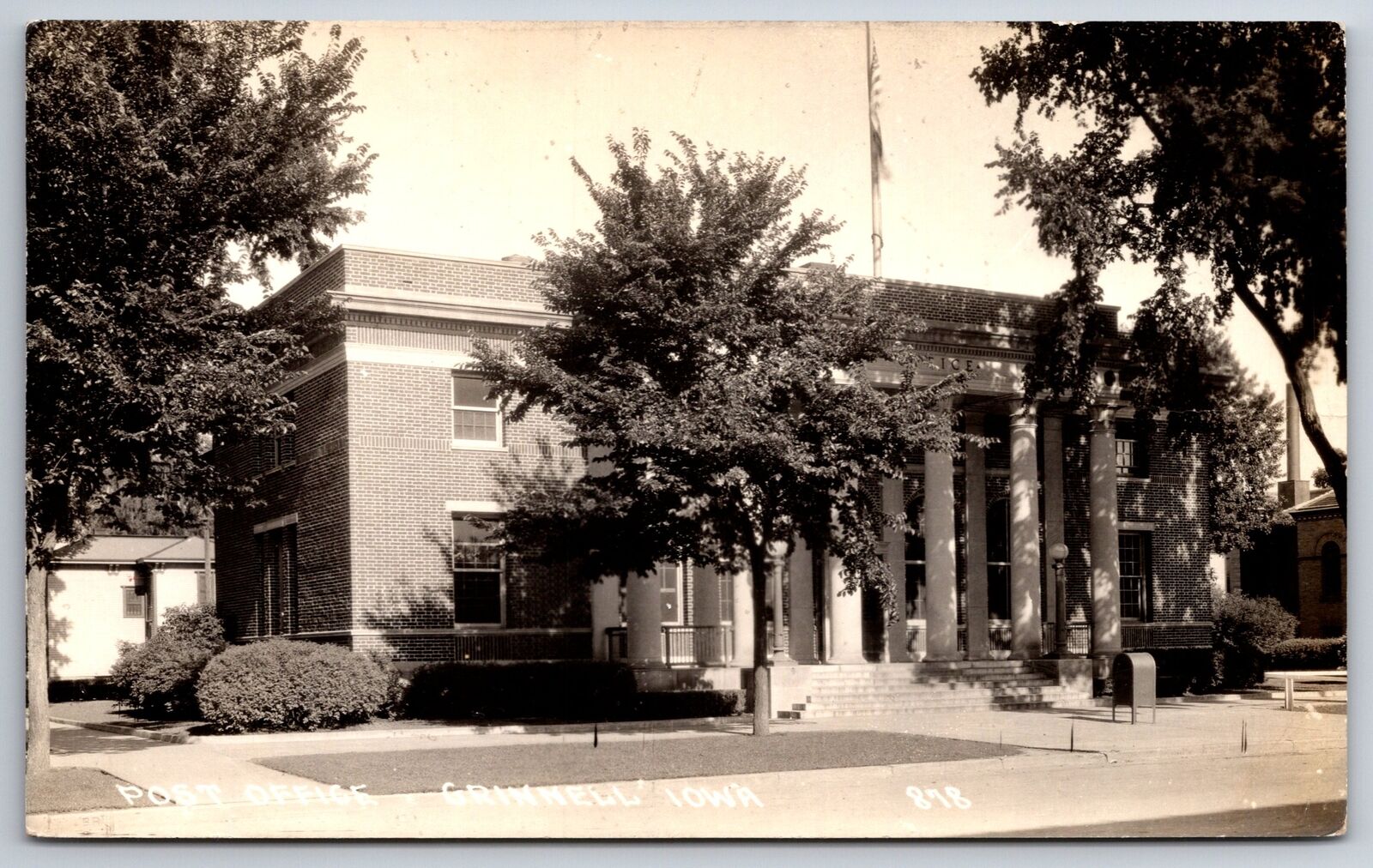 Grinnell Iowa~Post Office Building~Real Photo Postcard~1940s RPPC
