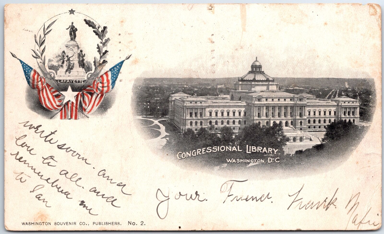 VINTAGE POSTCARD PATRIOTIC PRIVATE MAILING CARD POSTED 1898 U.S. CAPITOL 1902
