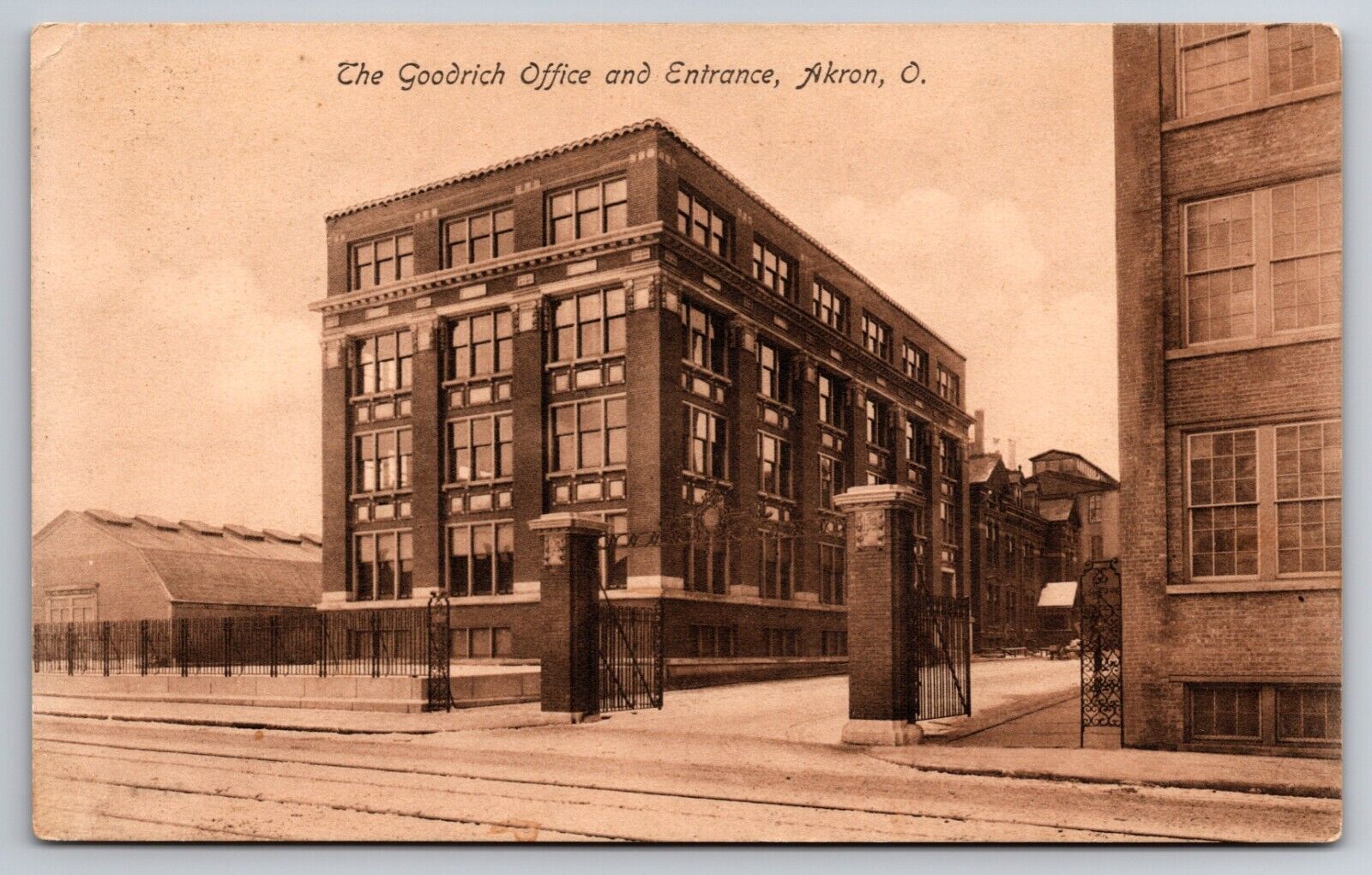 The Goodrich Office & Entrance Akron Ohio OH 1909 Postcard