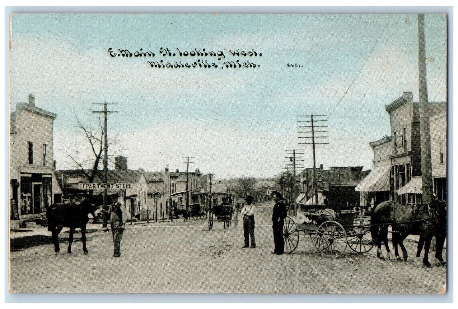 c1905 Main Street Looking West Middleville Michigan MI Vintage Unposted Postcard