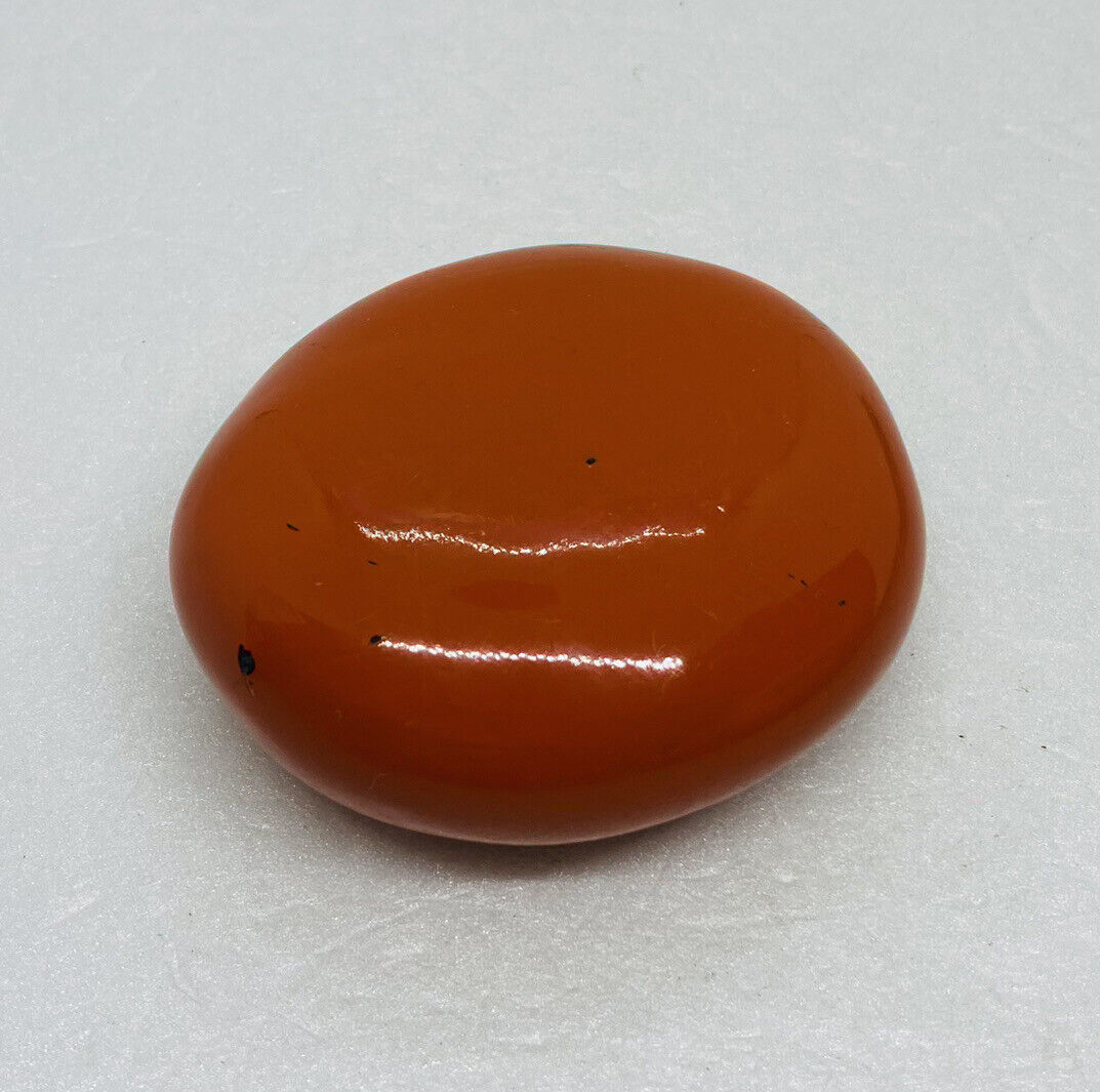 Vintage Orange Stone Paperweight 3” Wrapped In Rubber Material Heavy Art Decor X