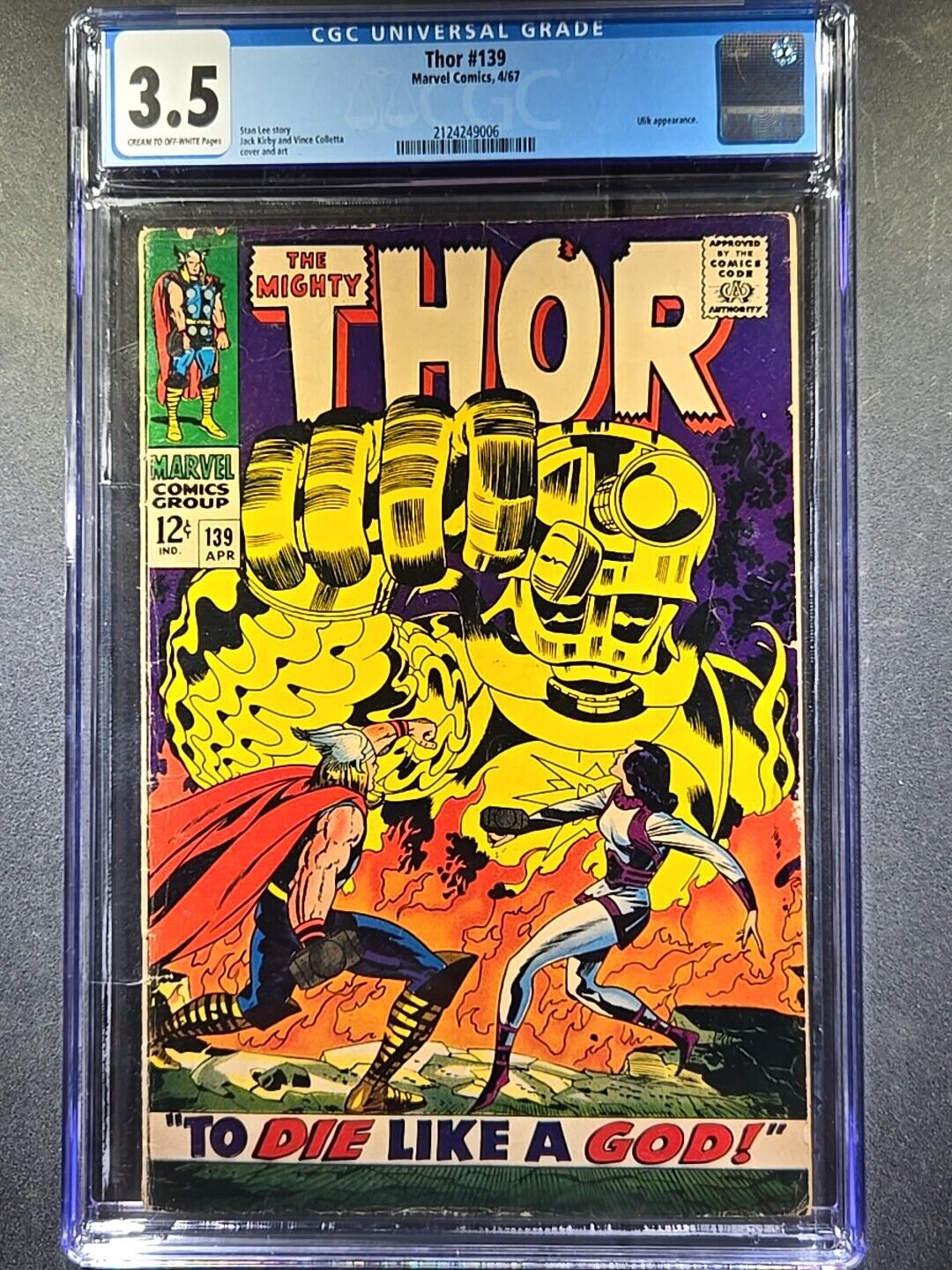 1967 THOR #139 - Ulik appearance - Marvel Comics - CGC 3.5
