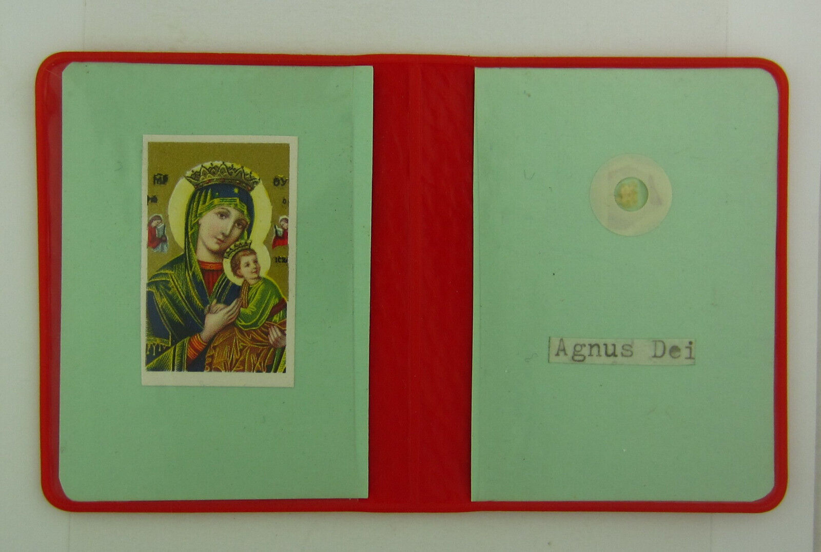 Vintage AGNUS DEI Wax Sacramental LAMB OF GOD Religious Catholic Devotional MARY