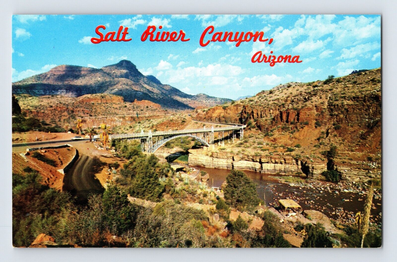 Postcard Arizona AZ Salt River Canyon Highway Bridge 1960s Unposted Chrome