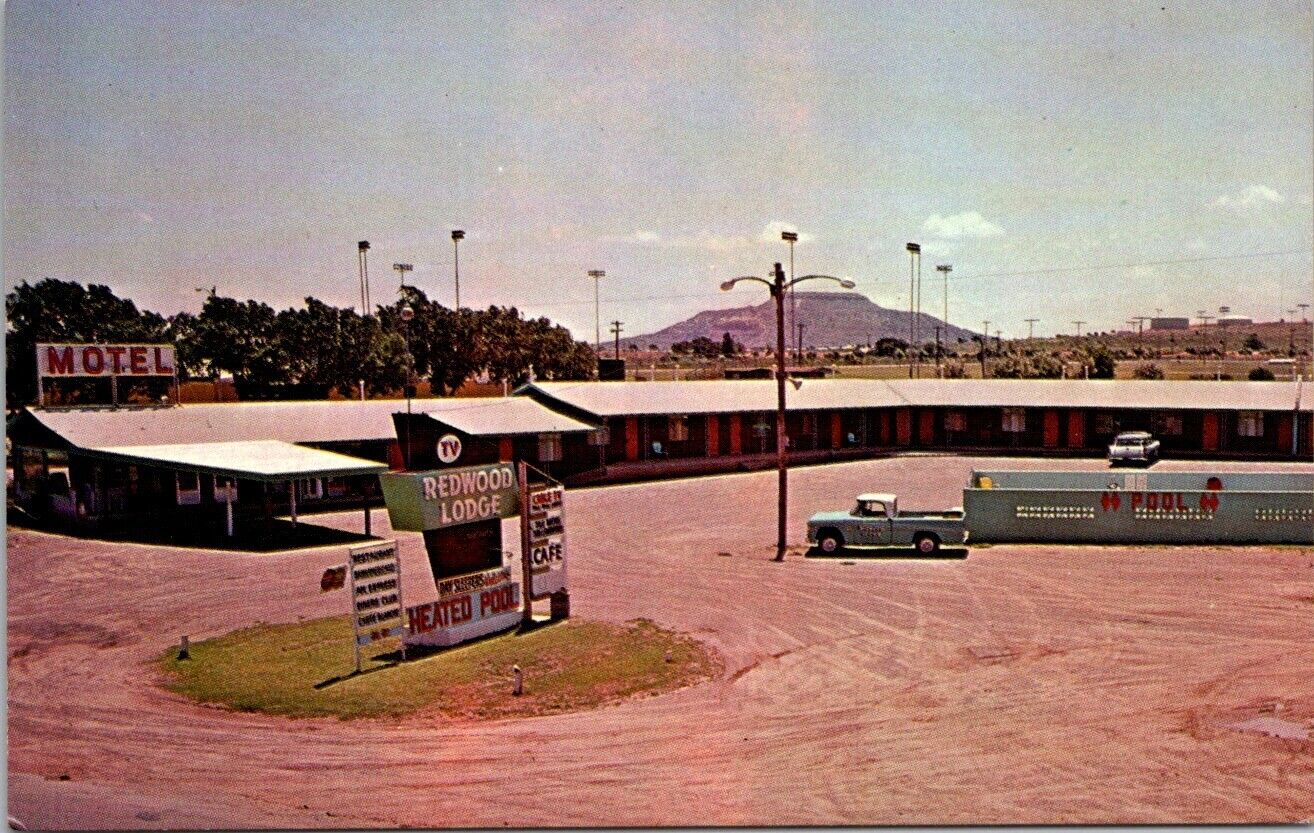 Vintage Postcard Redwood Lodge Motel Cafe Route 66 Tucumcari New Mexico A11