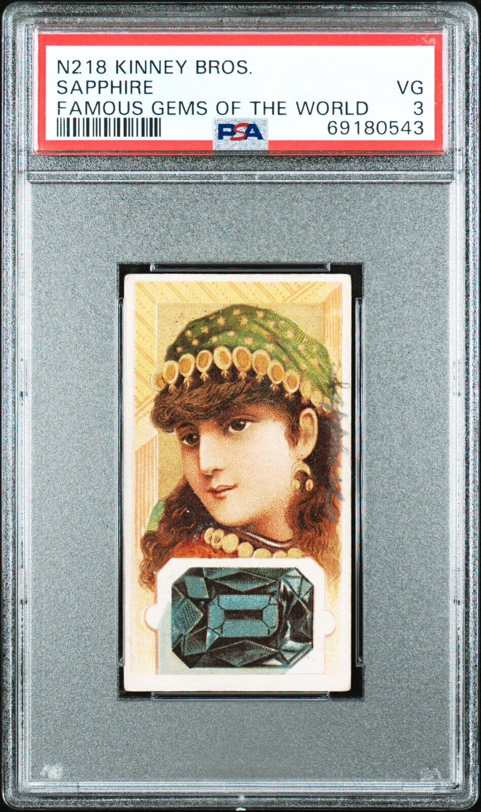 1889 N218 Kinney Bros. Famous Gems Of The World SAPPHIRE PSA 3 VG