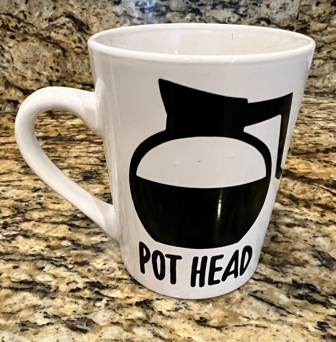 White Ceramic Novelty Pot Head Coffee Mug Marijuana Smokers Joke Joke Joke
