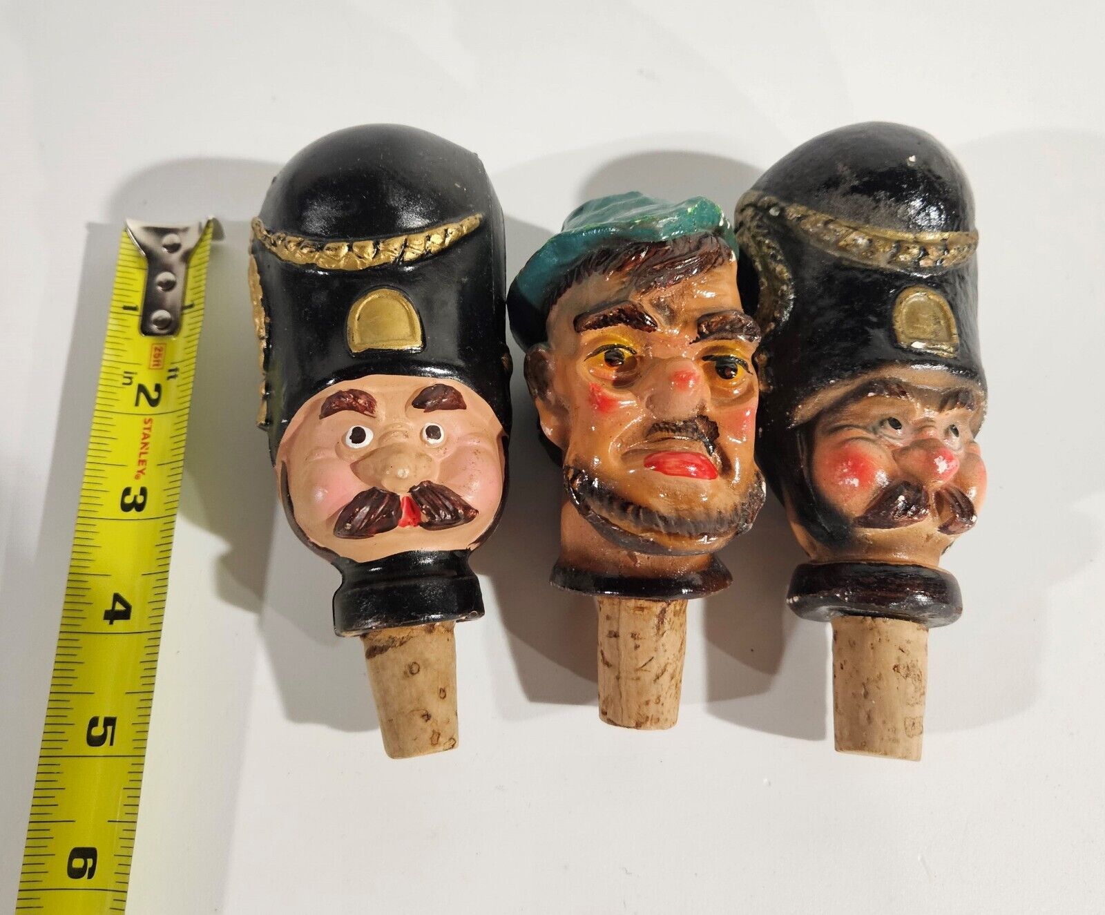 British Foot Guard Heads - Wine Bottle Cork - Lot of 3 - RARE & Eclectic
