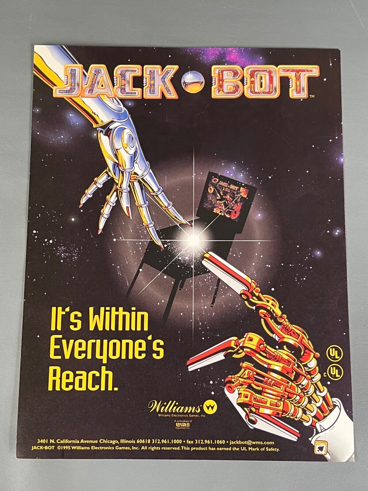 Jack Bot Flyer New NOS PROMO Williams Pinball Machine Art Artwork Retro