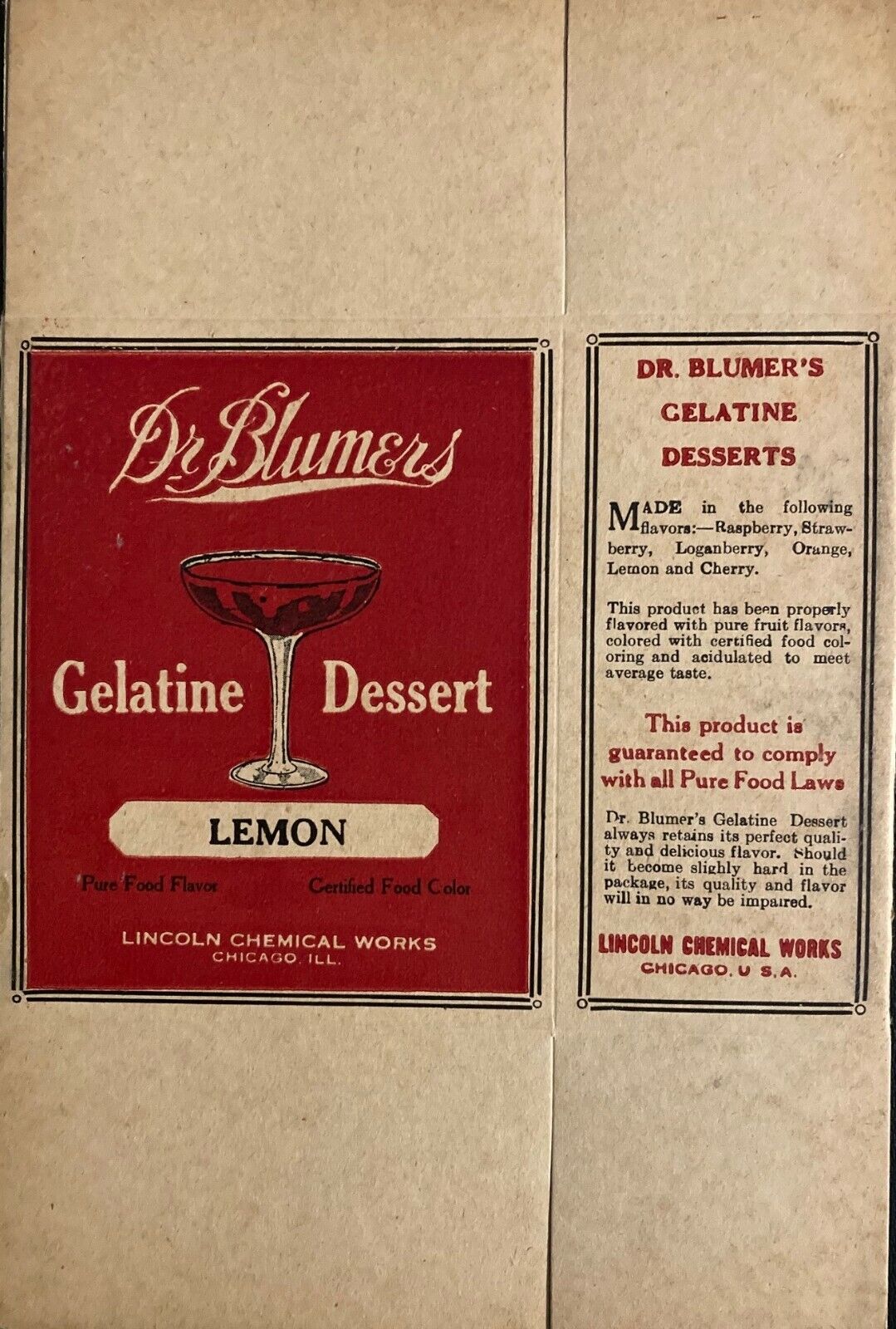 1910 Dr Blumers Gelatine Dessert Box (LEMON)  \