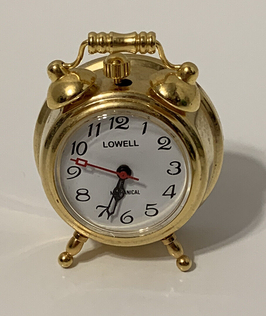 VTG Unusual Lowell Mechanical Wind Up Miniature Alarm Clock - Gioielleria Palma 