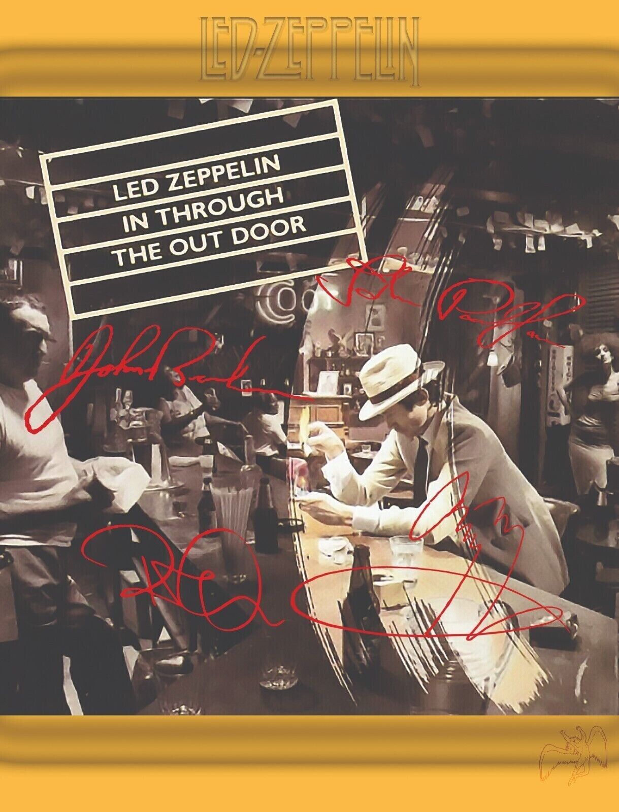 LED ZEPPELIN 8.5X11 ALBUM IN THROUGH THE OUT DOOR AUTOGRAPH SIGNED PHOTO REPRINT