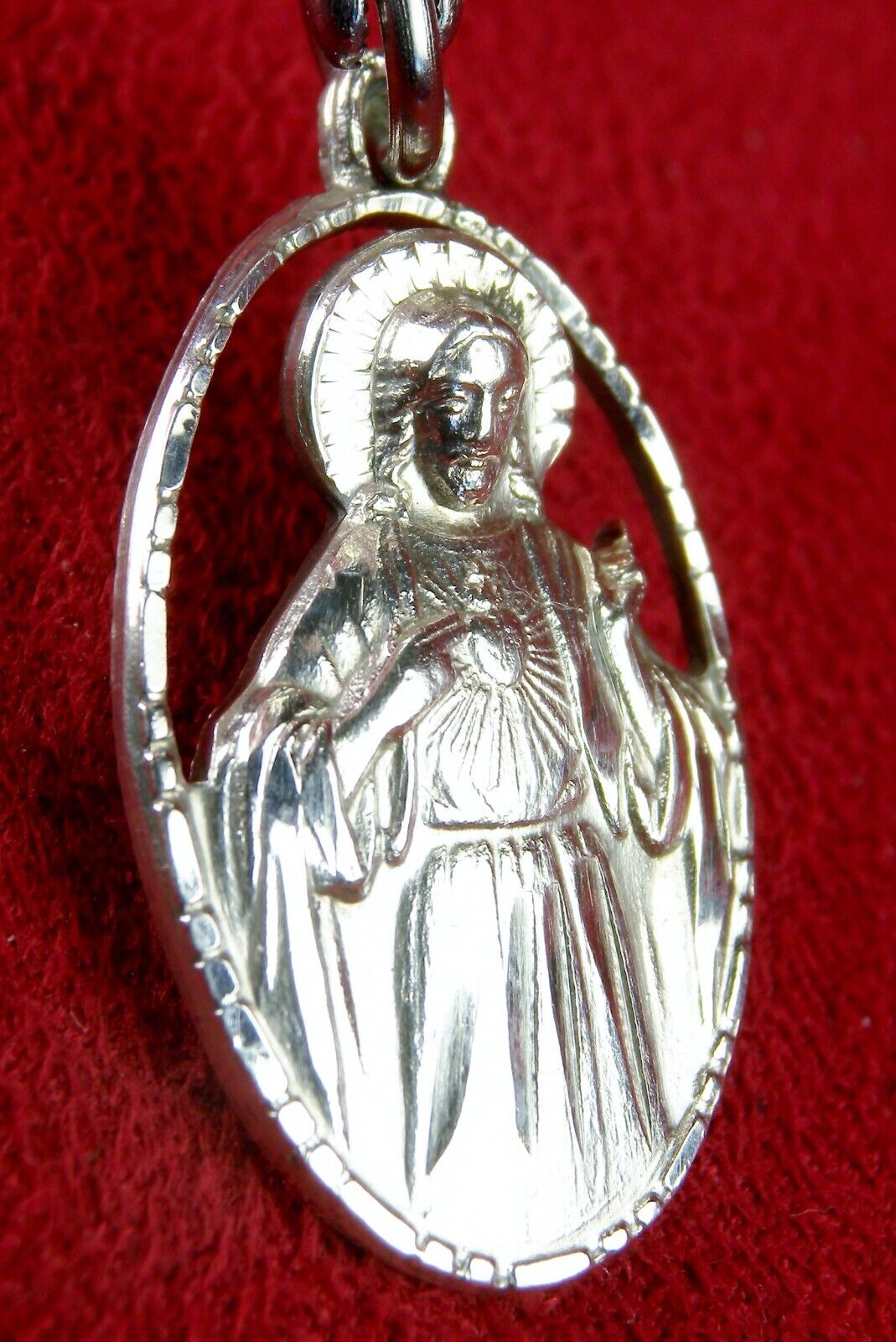 Catholic Carmelite Nun RARE St. Anne Mary & Jesus Sterling Silver Scapular Medal