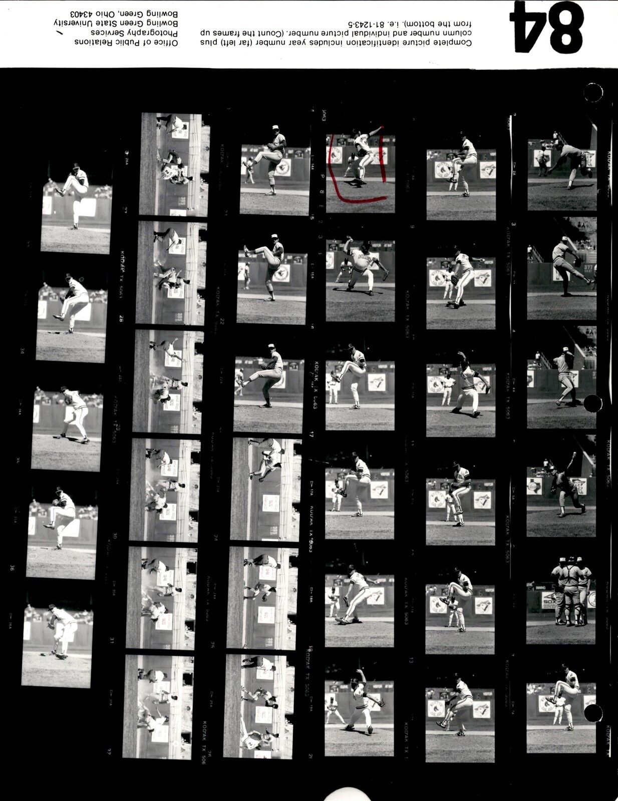 LD345 1985 Orig Contact Sheet Photo DETROIT TIGERS - TORONTO BLUE JAYS BASEBALL