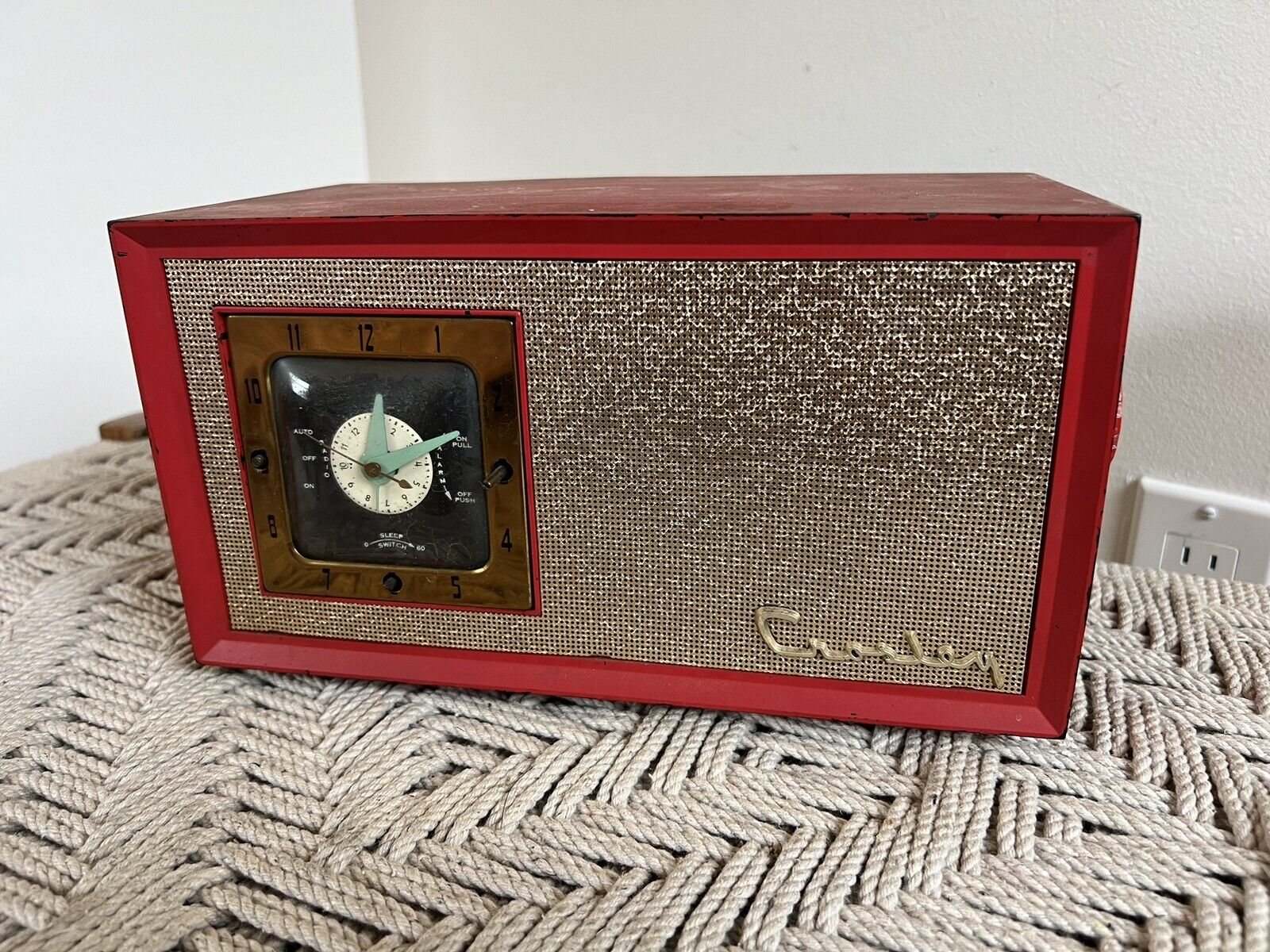 🍊Vintage 1950s Crosley Tube Radio w/ Clock | Model E-75 Red Works
