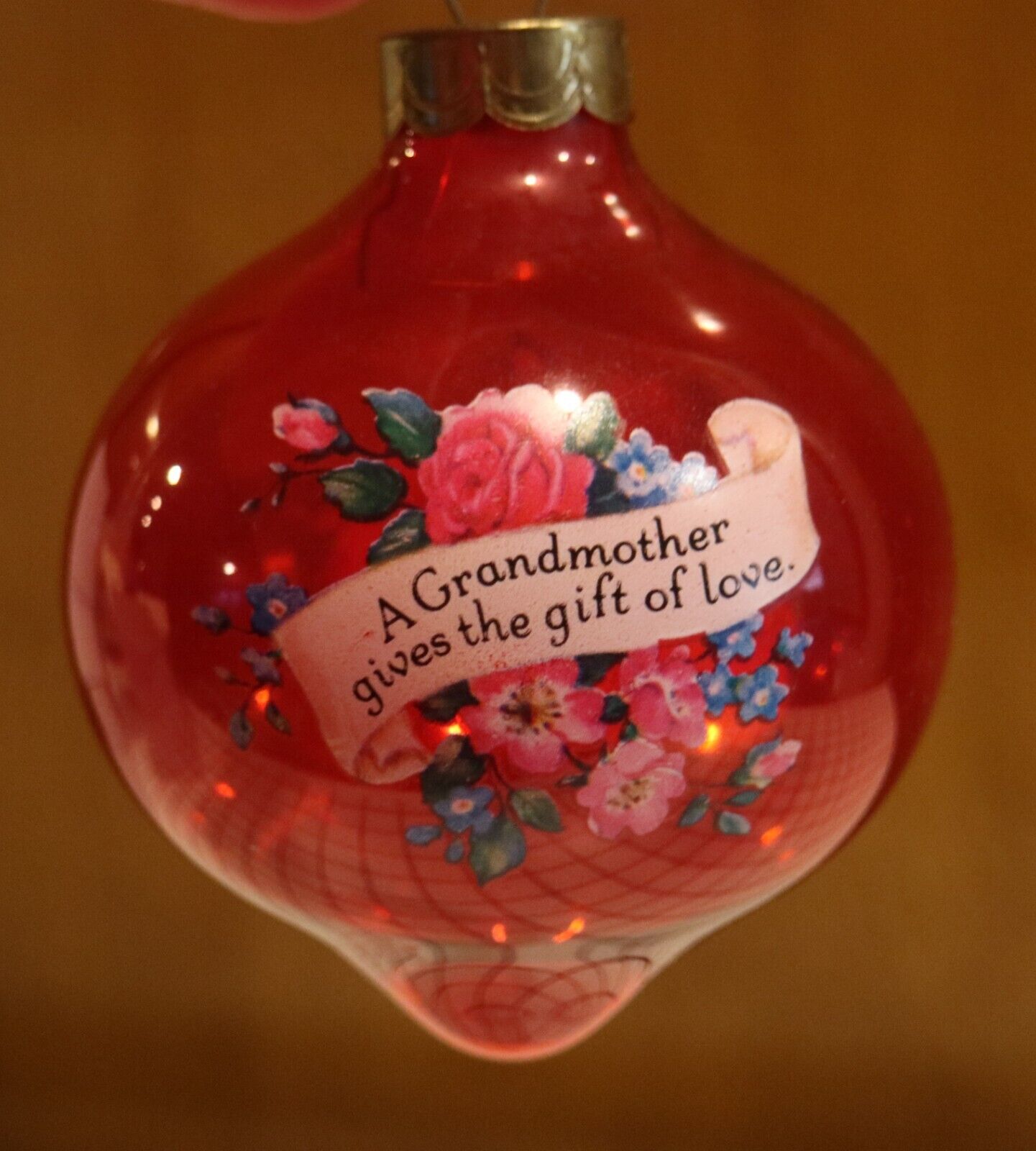 Vintage Hallmark Keepsake Glass Ball Ornament Christmas Grandmother 1985 Red
