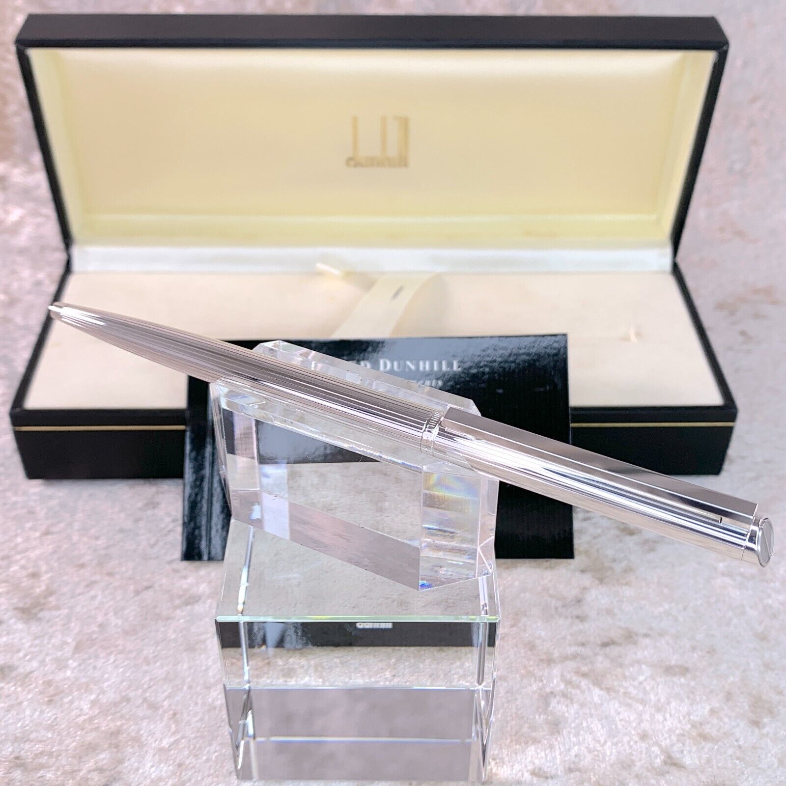 Alfred Dunhill Ballpoint Pen Gemline Godron Silver with Case & Papers