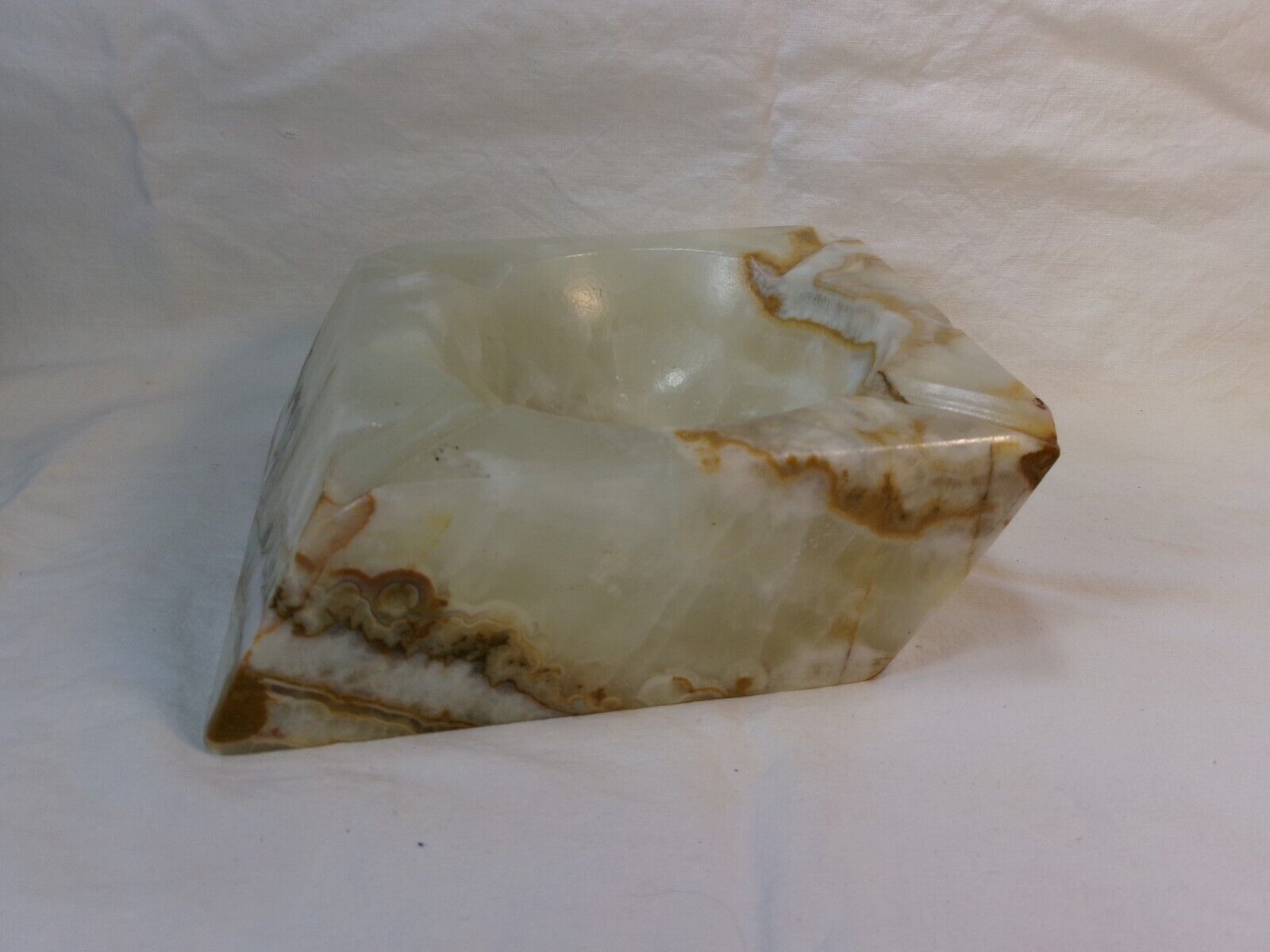 Vintage Large Heavy Onyx Marble Ashtray