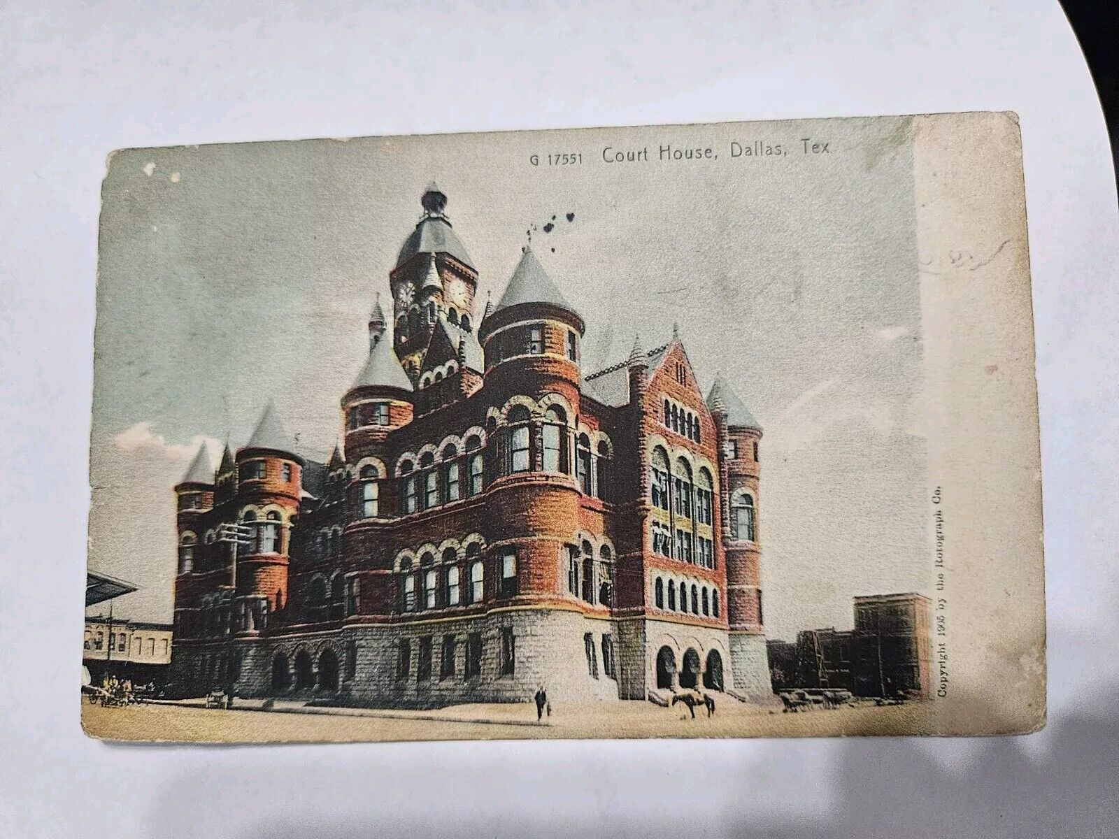 1910 Dallas Texas Court House  Library Franklin 1 cent stamp 