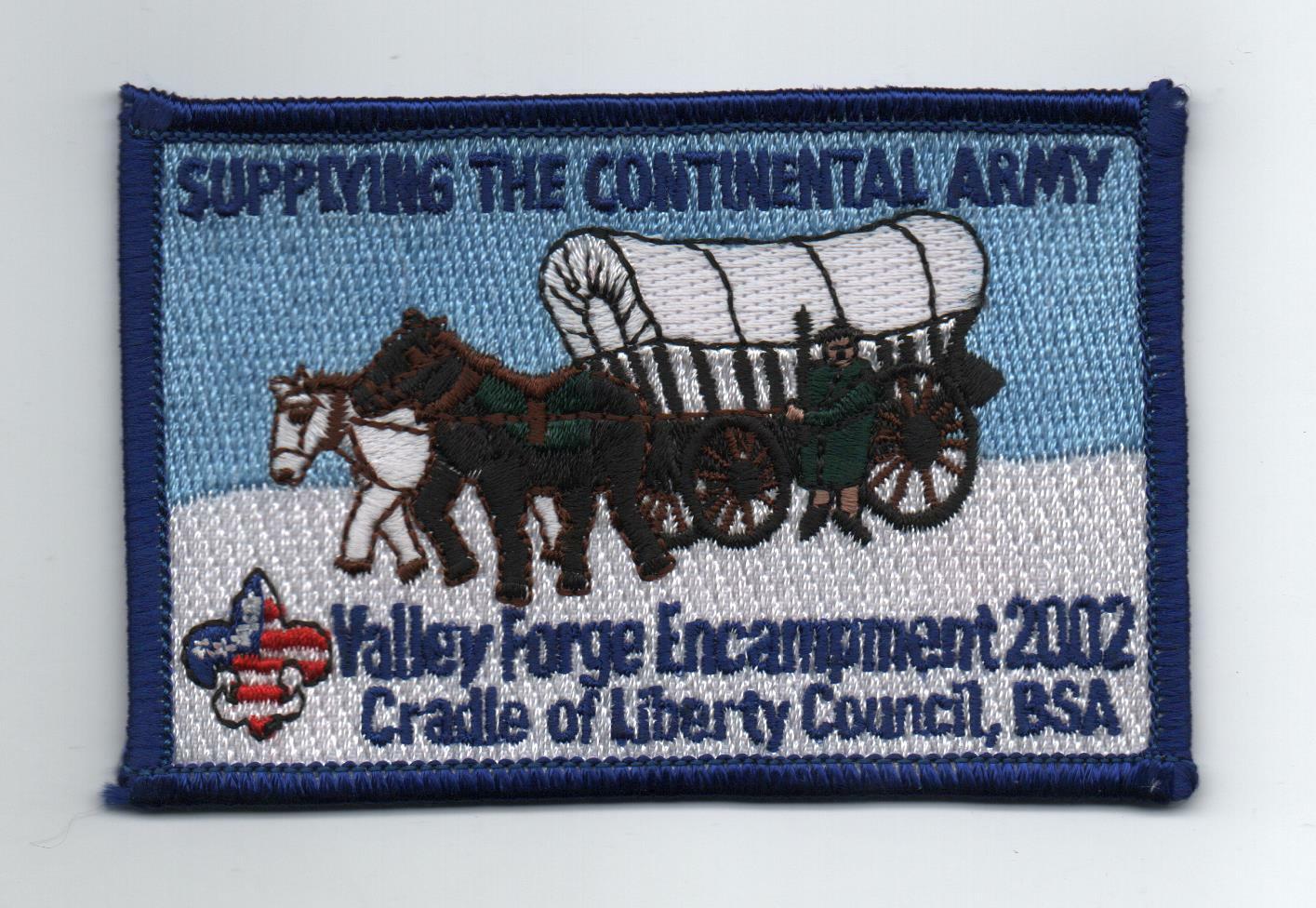 2002 Valley Forge Encampment Patch (Supply Wagon), Scout Stuff Back, Mint