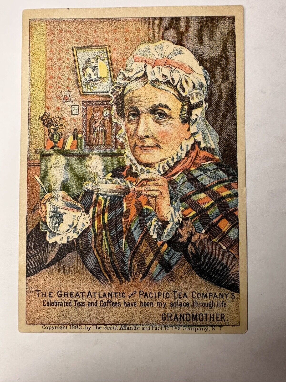 Victorian Trade Card Great Atlantic & Pacific Tea Grandmother 1883 B77