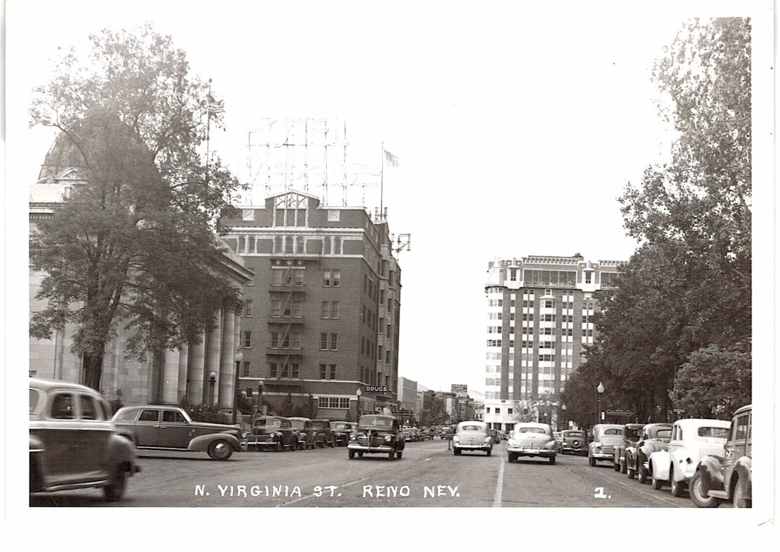 Reno North Virginia Street RPPC 1945 Unused Real Photo NV