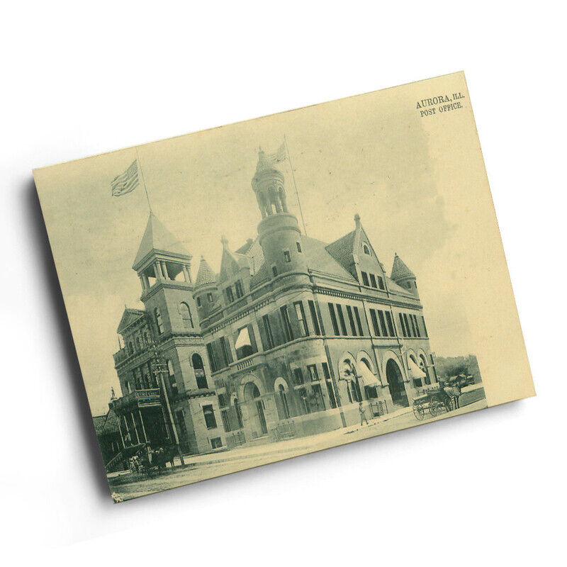 A6 PRINT - Vintage Illinois USA - Aurora. Post Office