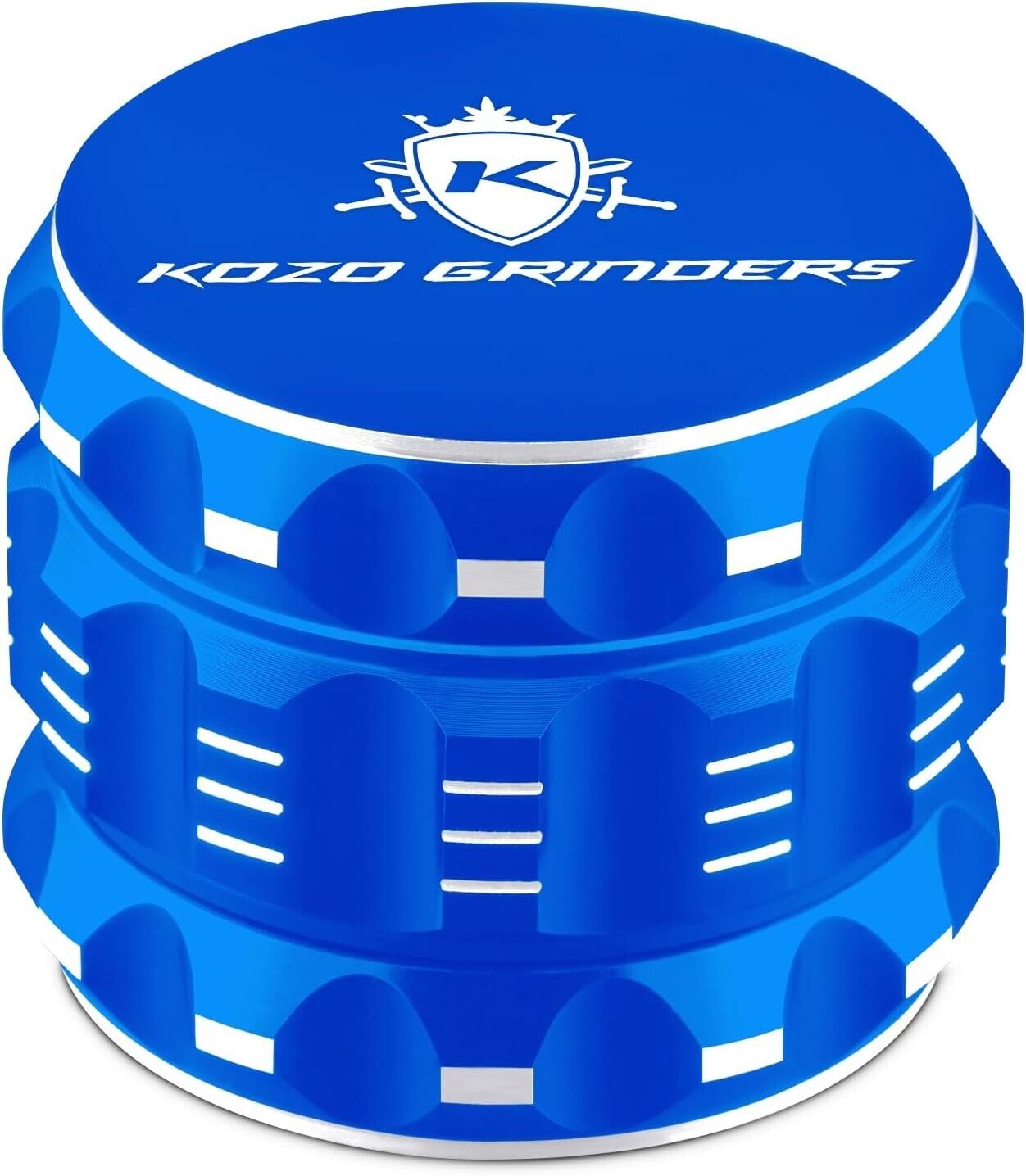 Kozo Grinders Best Herb Grinder Large 4 Piece, 2.5in Blue Anodized Aluminum