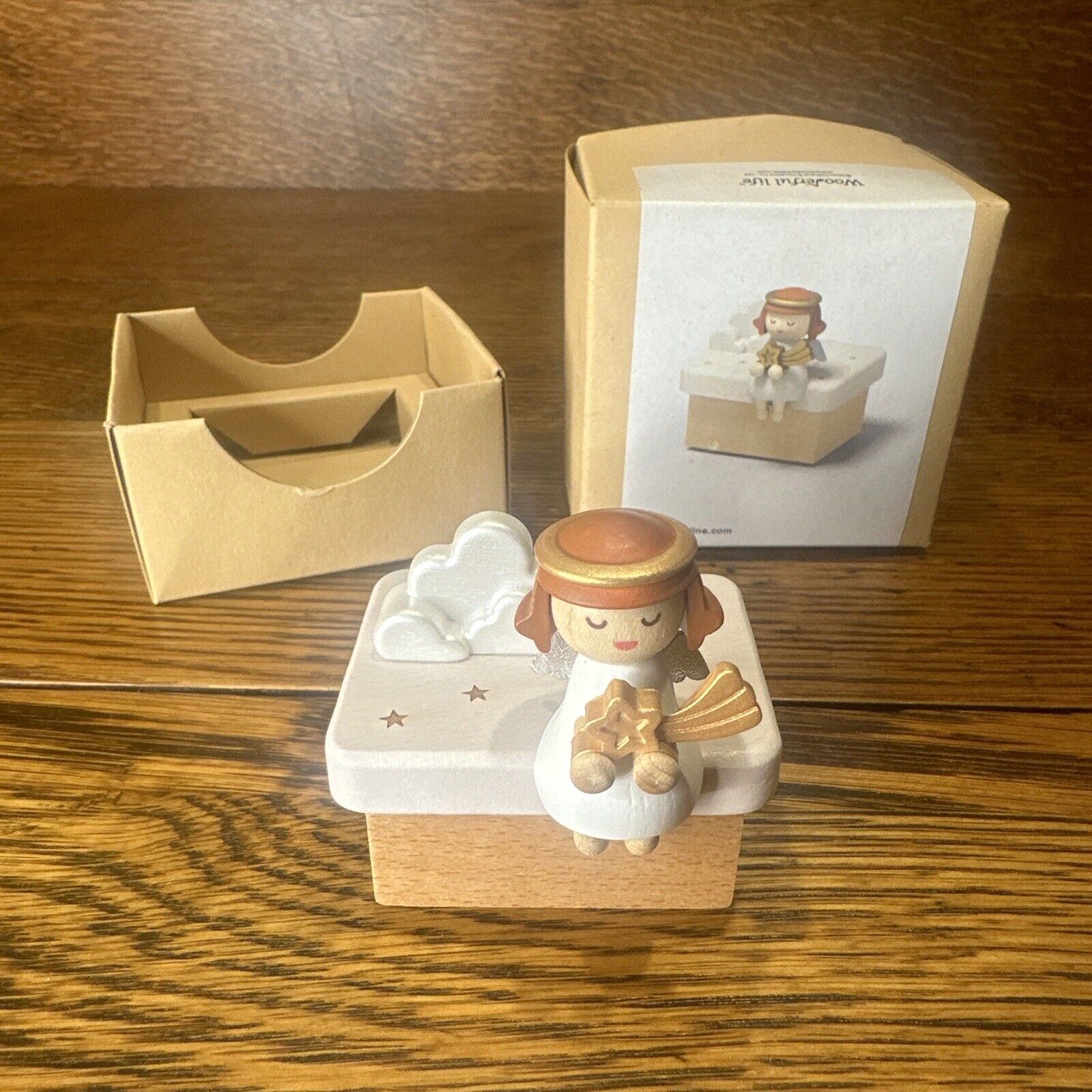 Papyrus Collectible Music Box Christmas Angel With Star Working With Box Rare