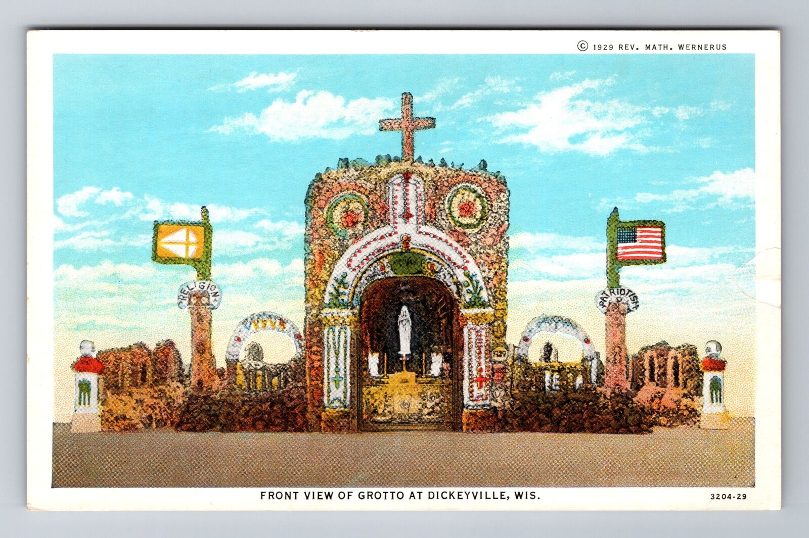 Dickeyville WI-Wisconsin Front View of Grotto, Colorful Shrine, Vintage Postcard