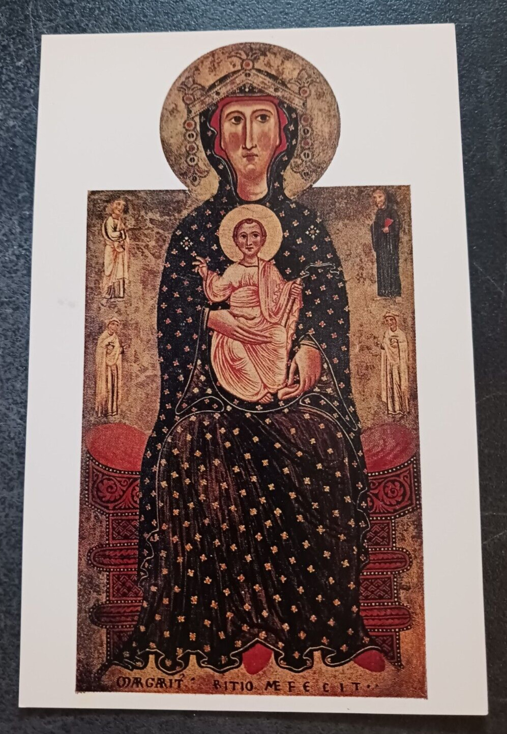 postcard Madonna Child Enthroned Margaritone painting art unposted