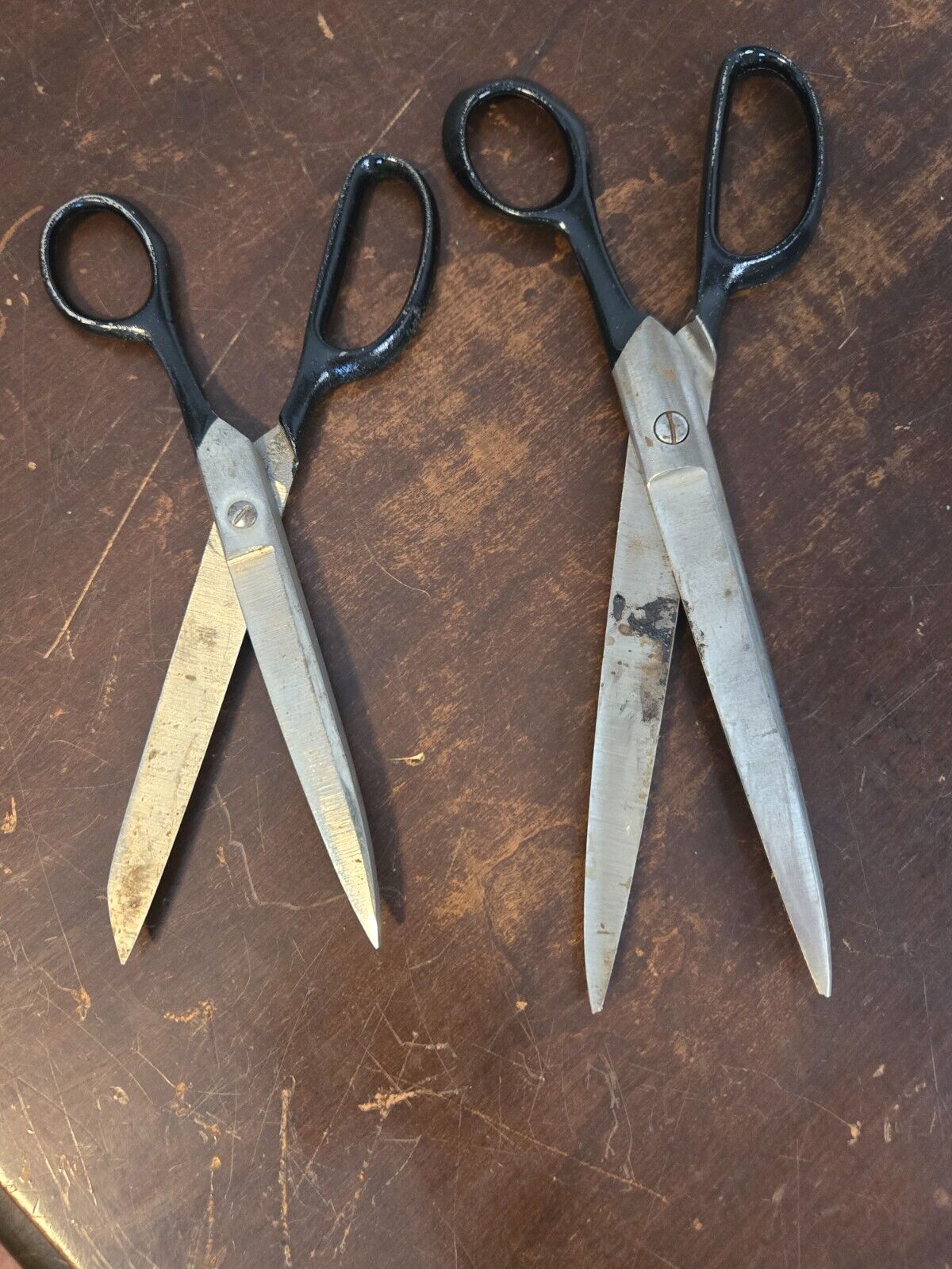 Sewing Shears Vintage Black Handle Metal Scissors (Lot of 2) 10\