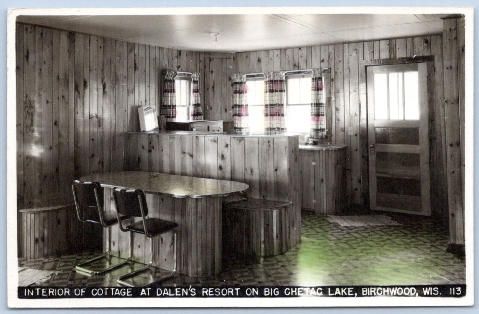 Postcard RPPC Birchwood WI Interior Of Cottage Dalens Resort Big Chetek Lake R52